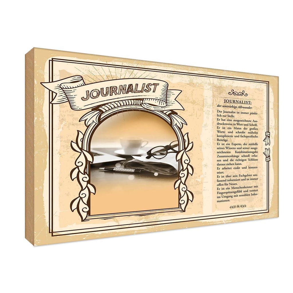 [LA-123041-1812-H] Holzschild 12x18 cm Journalist Beruf Arbeit