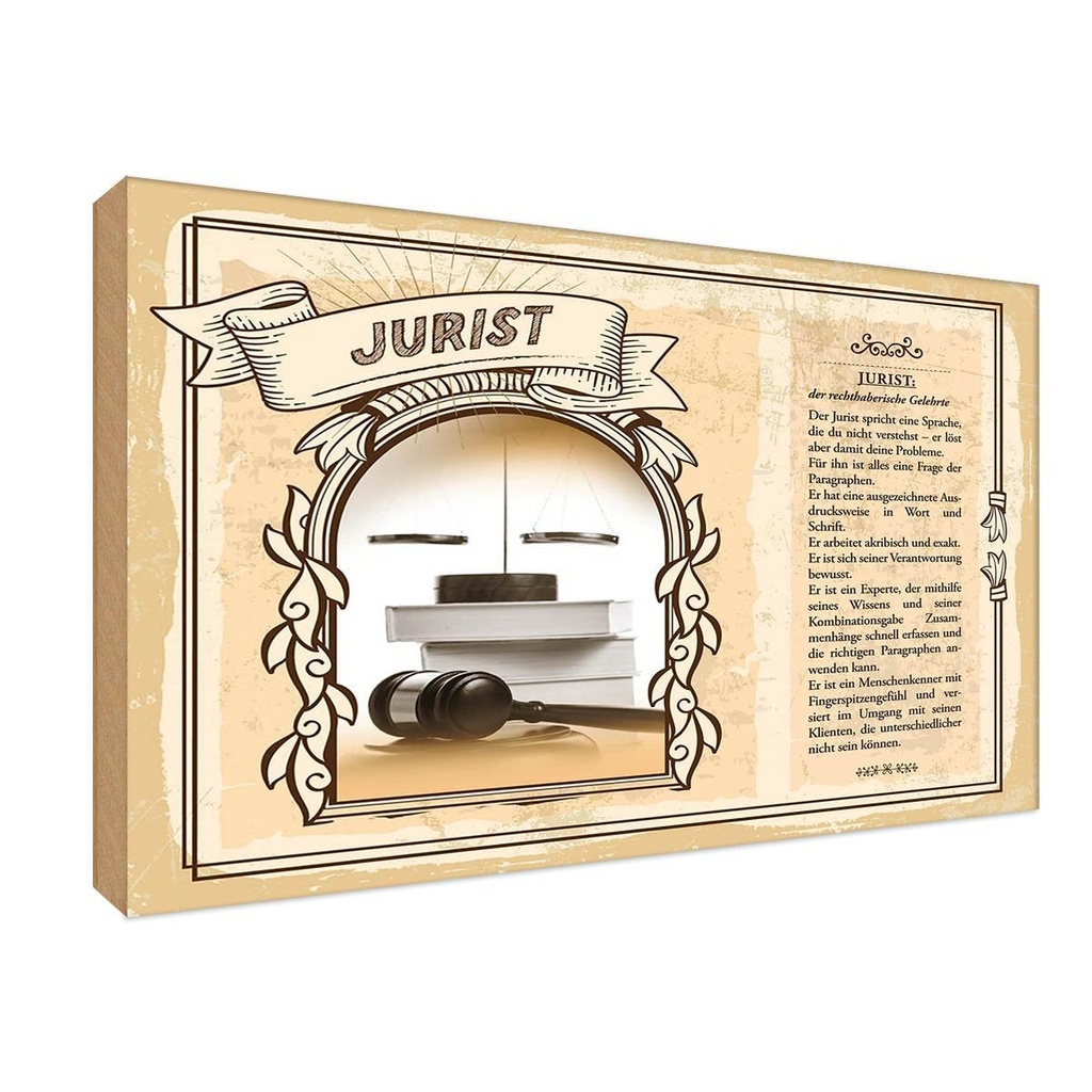 [LA-123042-1812-H] Holzschild 12x18 cm Jurist Beruf Arbeit