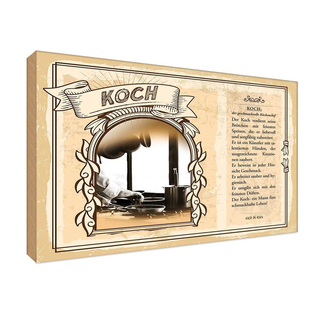 [LA-123048-1812-H] Holzschild 12x18 cm Koch Beruf Arbeit