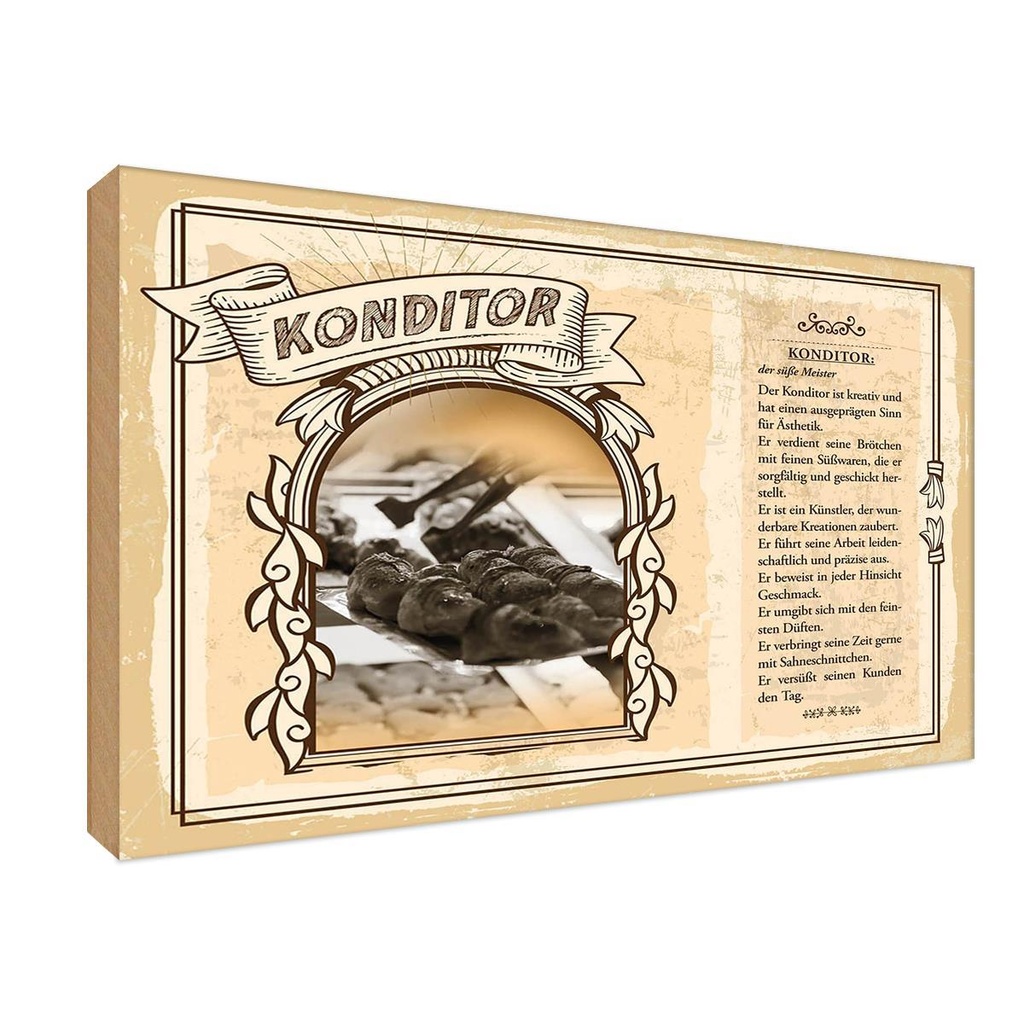 [LA-123049-1812-H] Holzschild 12x18 cm Konditor Beruf Arbeit