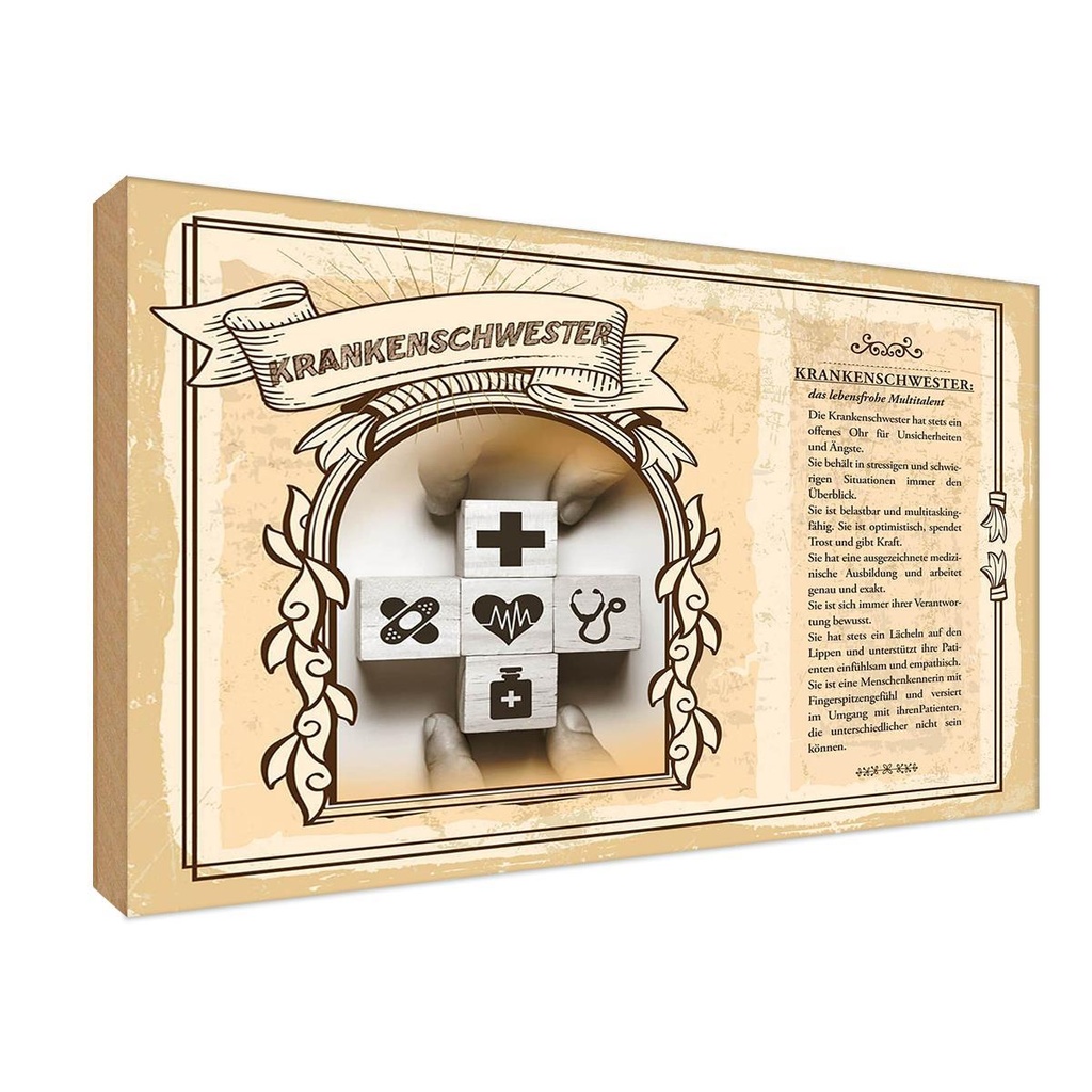 [LA-123054-1812-H] Holzschild 12x18 cm Krankenschwester Beruf Arbeit