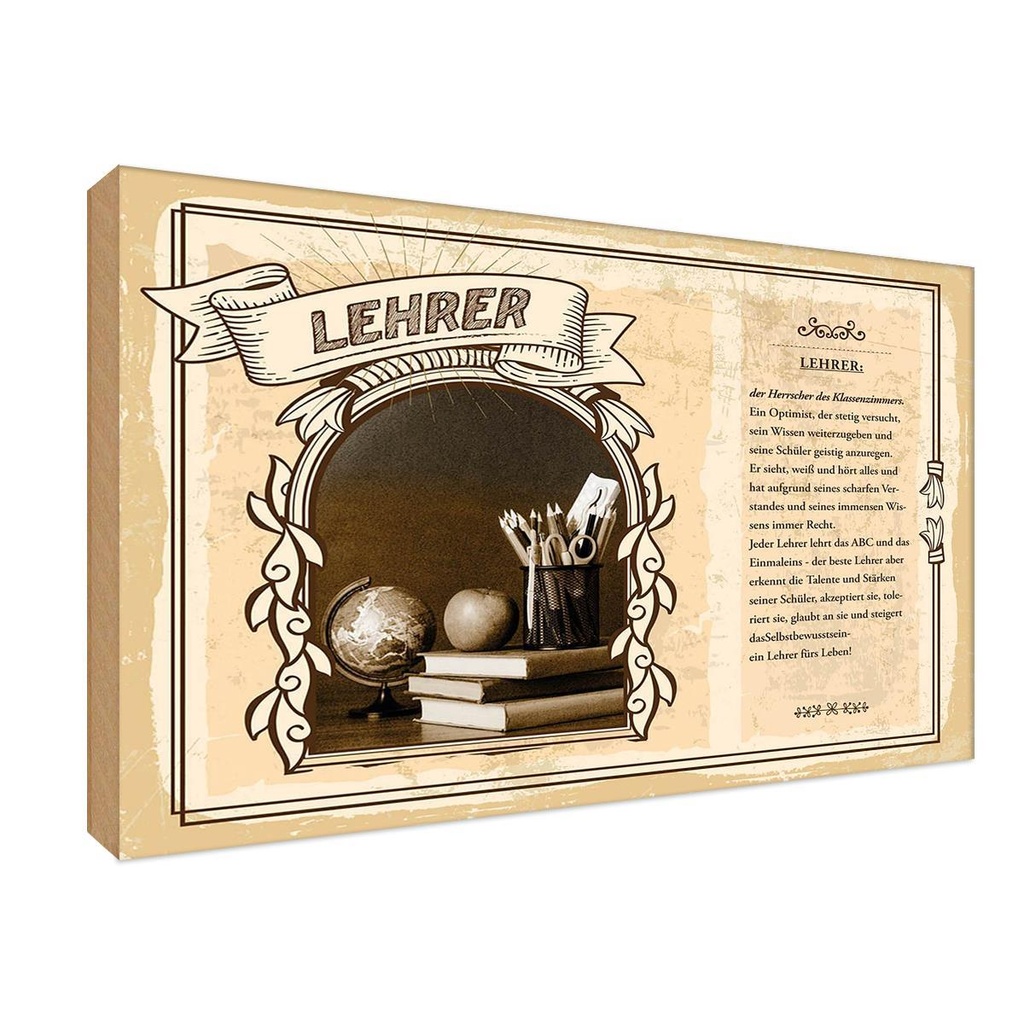 [LA-123056-1812-H] Holzschild 12x18 cm Lehrer Beruf Arbeit