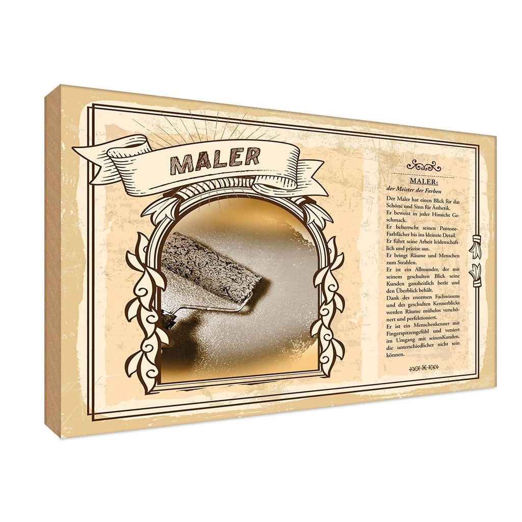 [LA-123061-1812-H] Holzschild 12x18 cm Maler Meister Beruf Arbeit