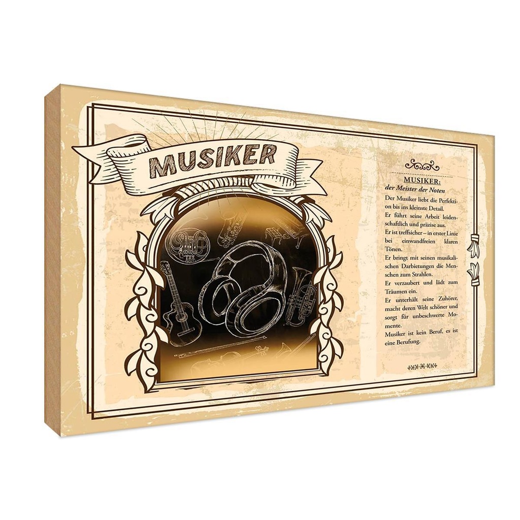 [LA-123068-1812-H] Holzschild 12x18 cm Musiker Beruf Arbeit