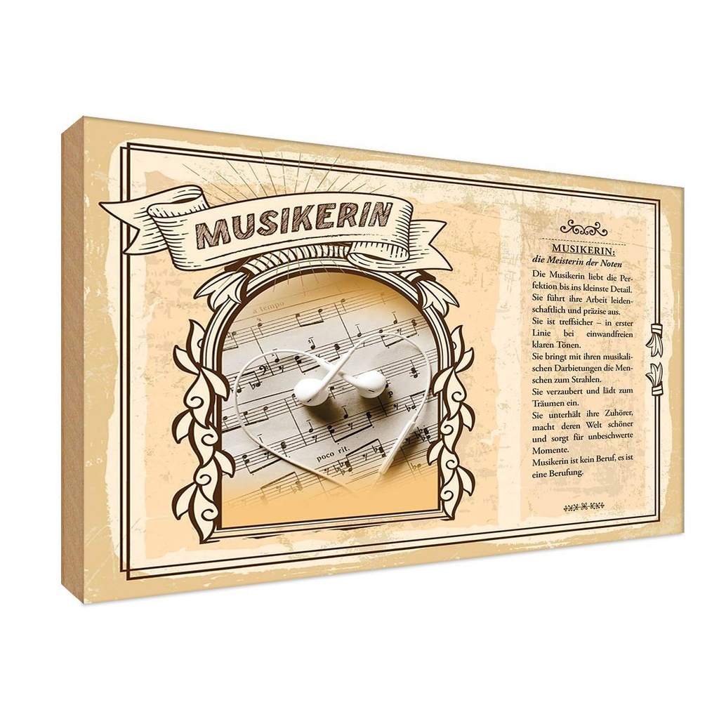 [LA-123069-1812-H] Holzschild 12x18 cm Musikerin Beruf Arbeit