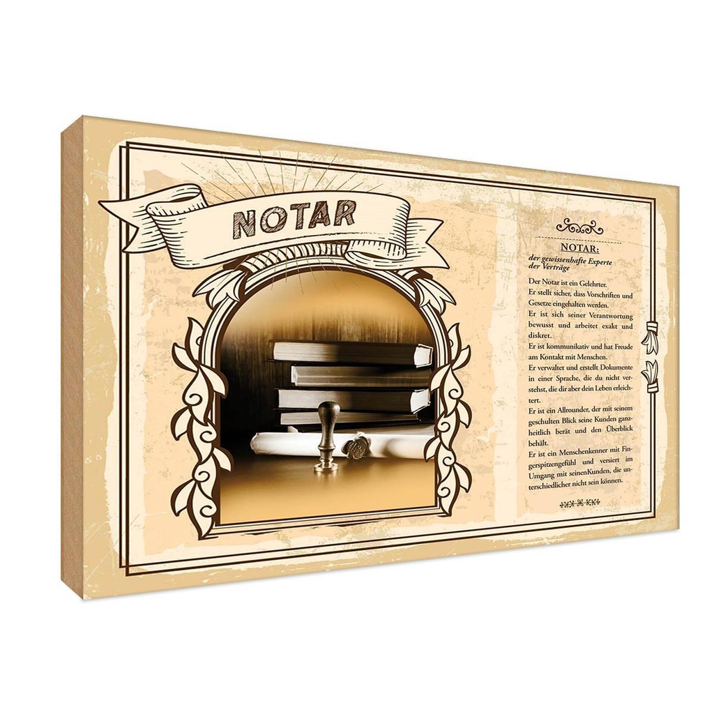 [LA-123070-1812-H] Holzschild 12x18 cm Notar Beruf Arbeit