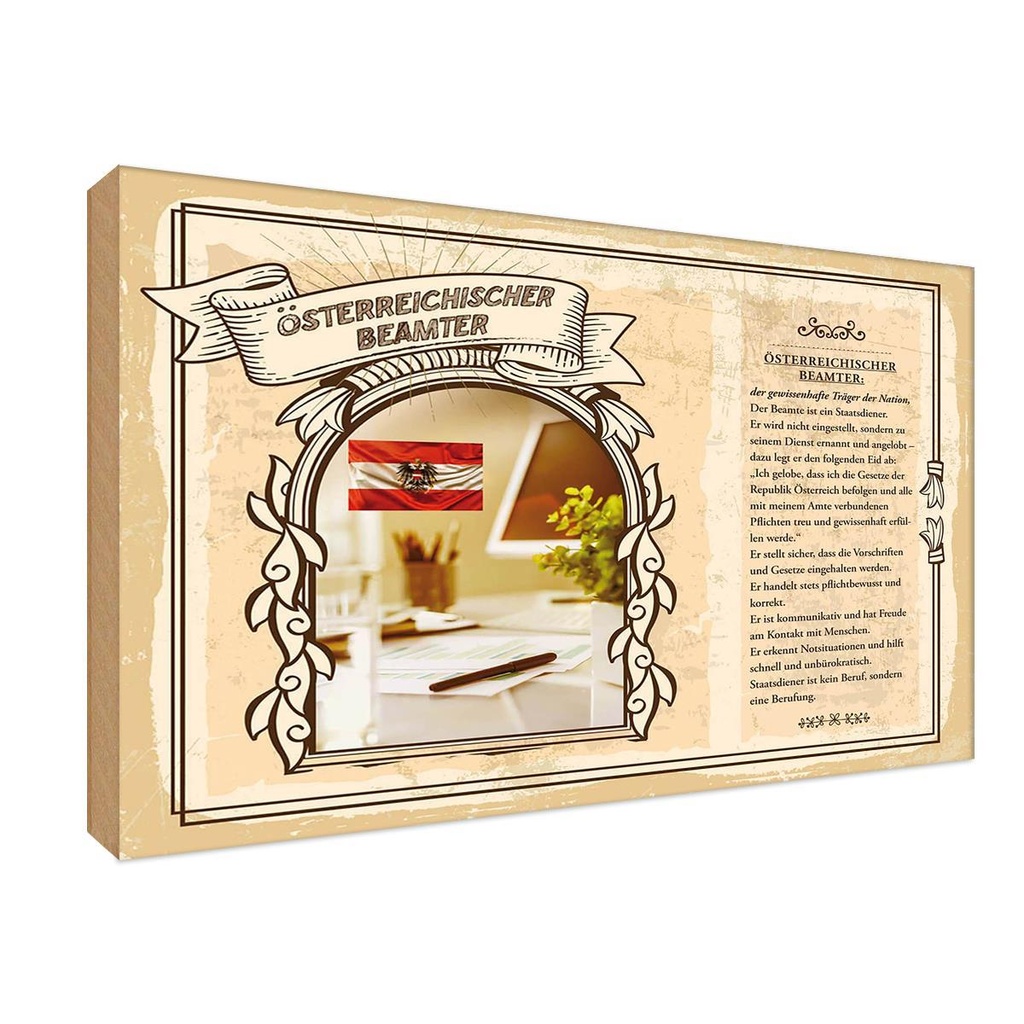 [LA-123072-1812-H] Holzschild 12x18 cm Österreichischer Beamter Beruf Arbeit