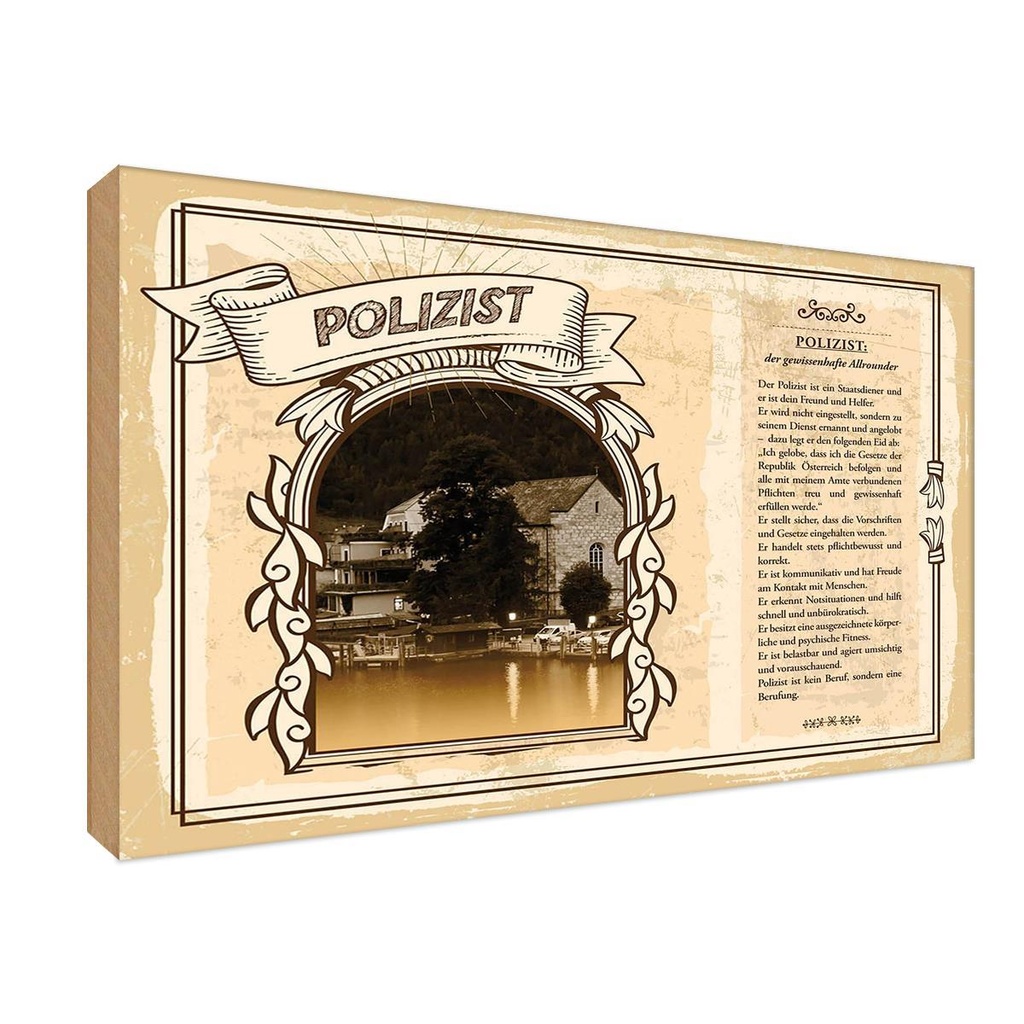 [LA-123075-1812-H] Holzschild 12x18 cm Polizistin Beruf Arbeit