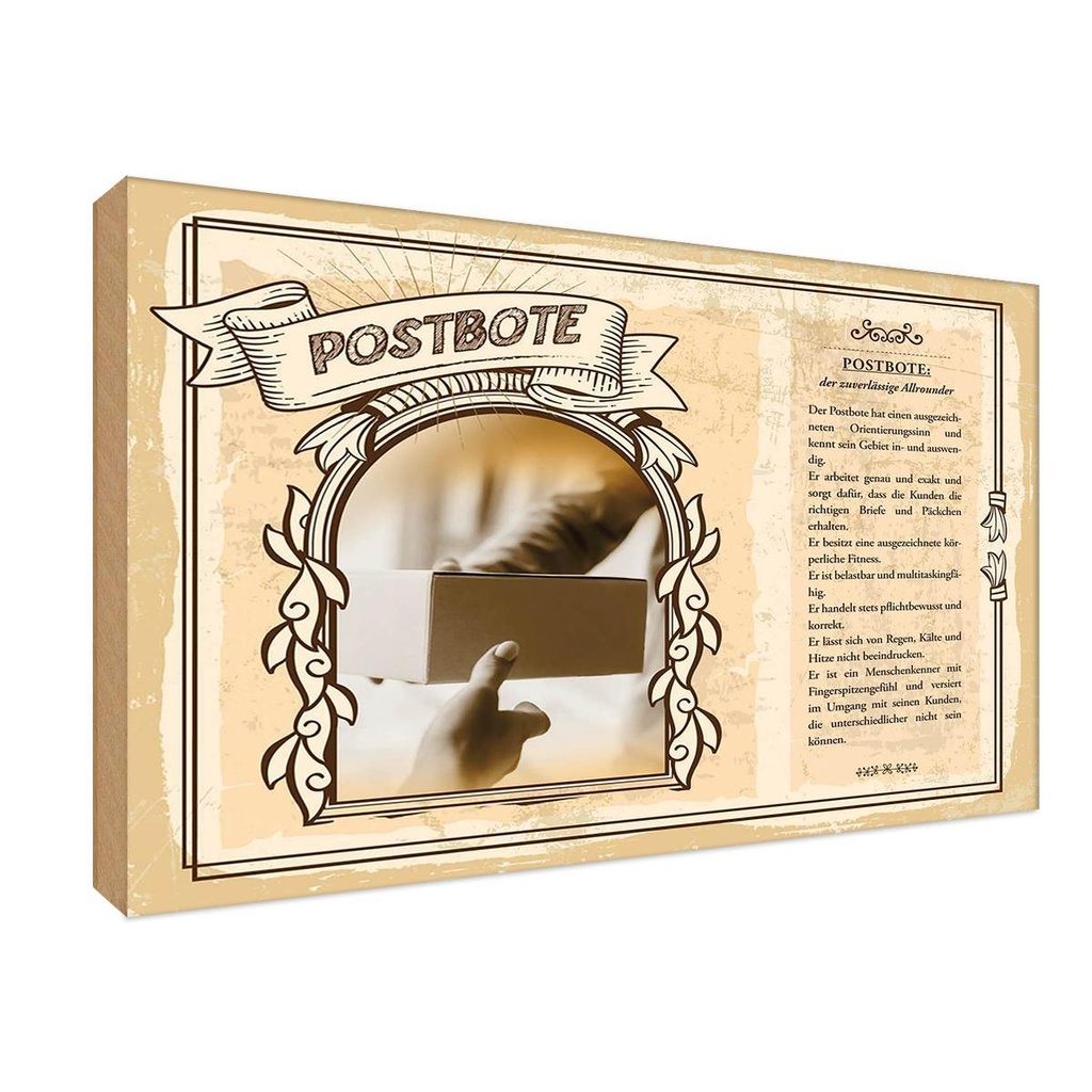 [LA-123077-1812-H] Holzschild 12x18 cm Postbote Beruf Arbeit