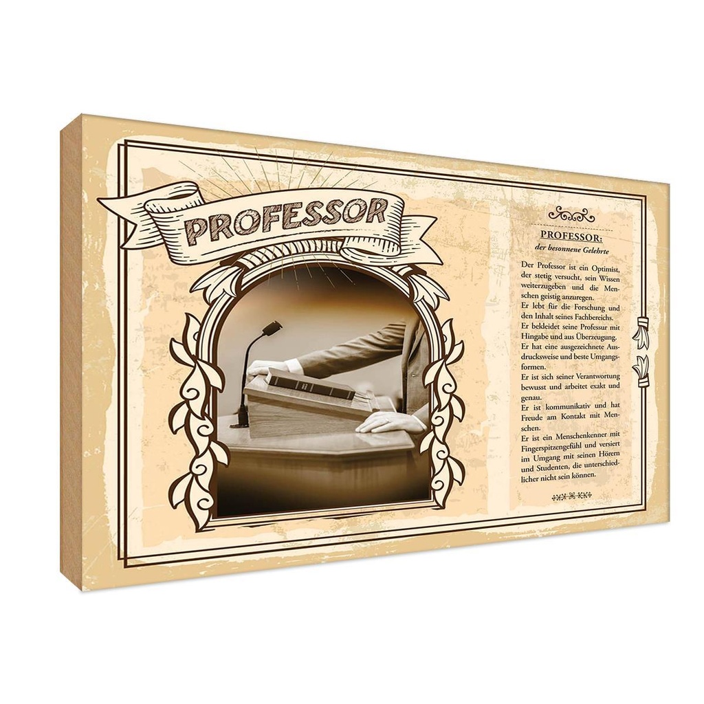 [LA-123079-1812-H] Holzschild 12x18 cm Professor Beruf Arbeit