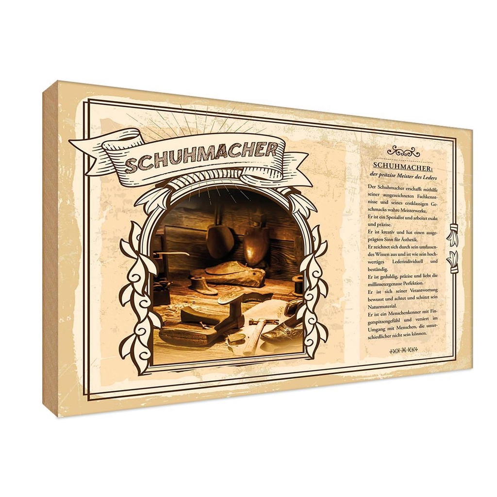 [LA-123087-1812-H] Holzschild 12x18 cm Schuhmacher Beruf Arbeit