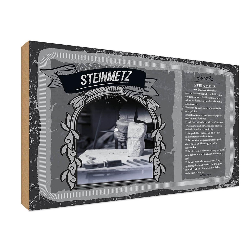 [LA-123092-1812-H] Holzschild 12x18 cm Steinmetz Beruf Arbeit