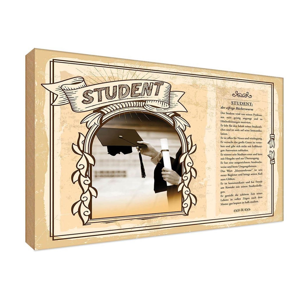 [LA-123094-1812-H] Holzschild 12x18 cm Student Beruf Arbeit