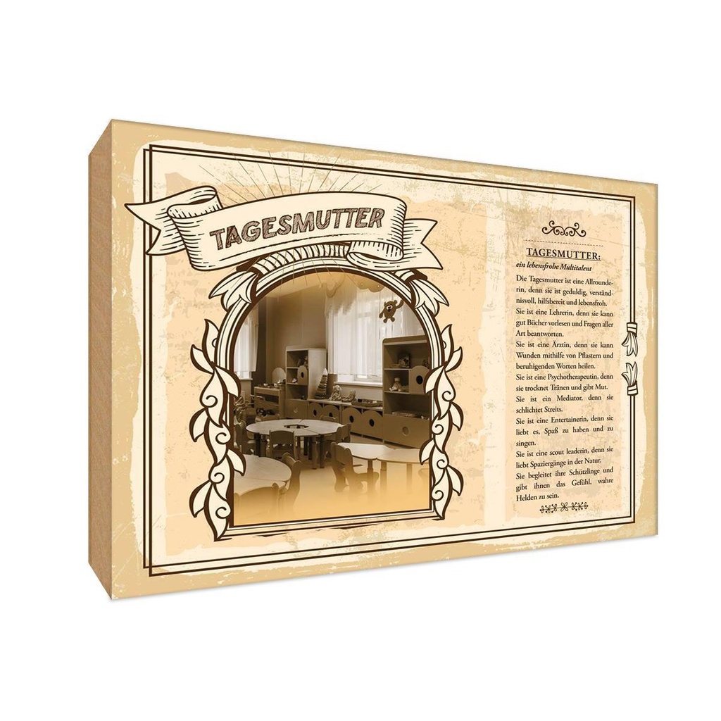 [LA-123095-1812-H] Holzschild 12x18 cm Tagesmutter Beruf Arbeit