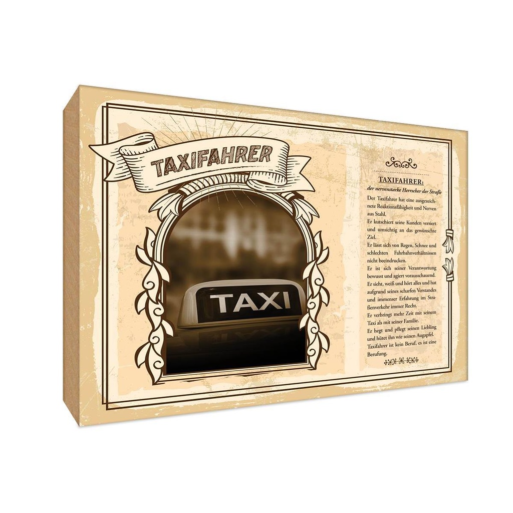 [LA-123096-1812-H] Holzschild 12x18 cm Taxifahrer Beruf Arbeit