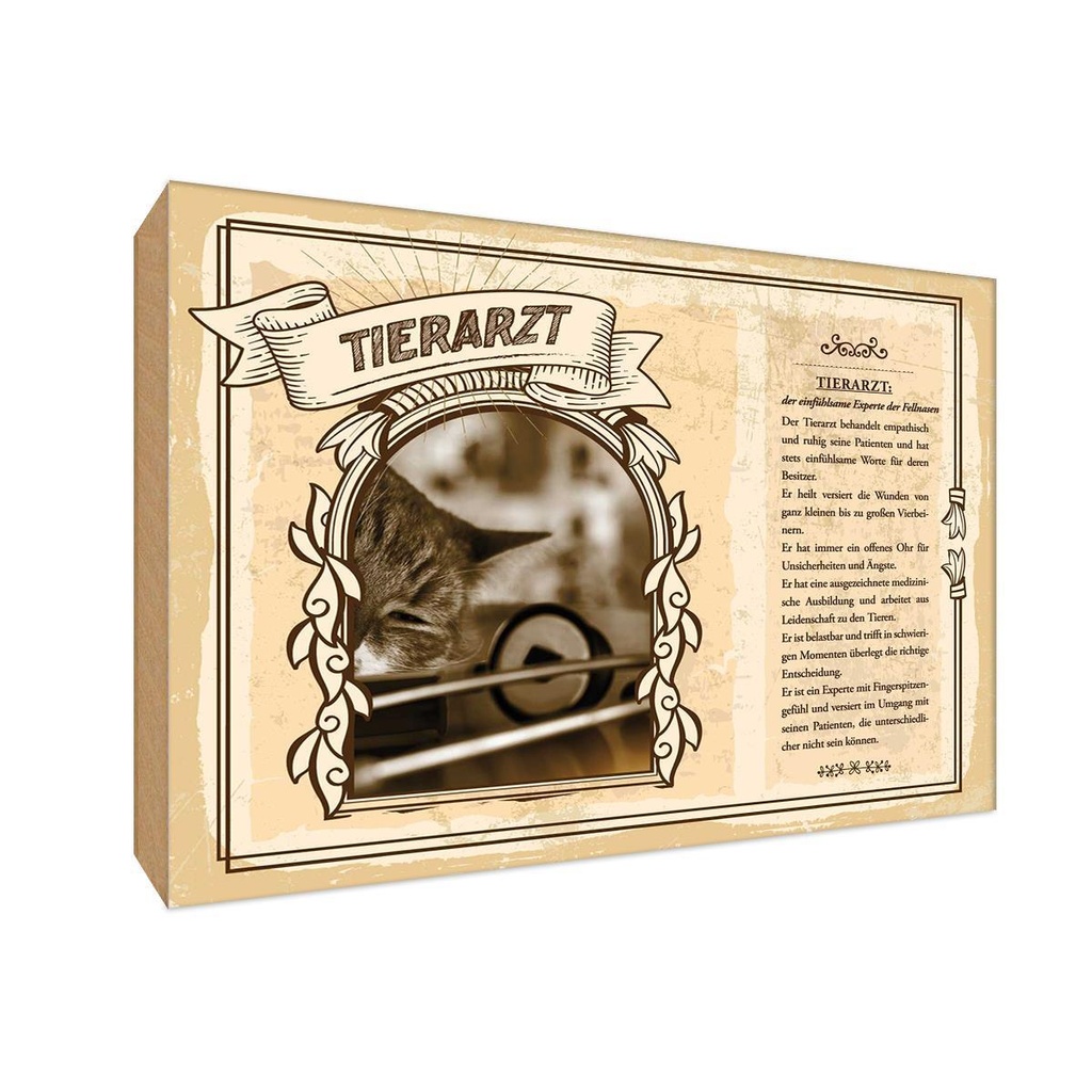 [LA-123099-1812-H] Holzschild 12x18 cm Tierarzt Beruf Arbeit