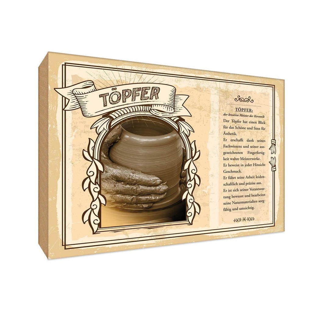 [LA-123103-1812-H] Holzschild 12x18 cm Töpfer Meister Beruf Arbeit