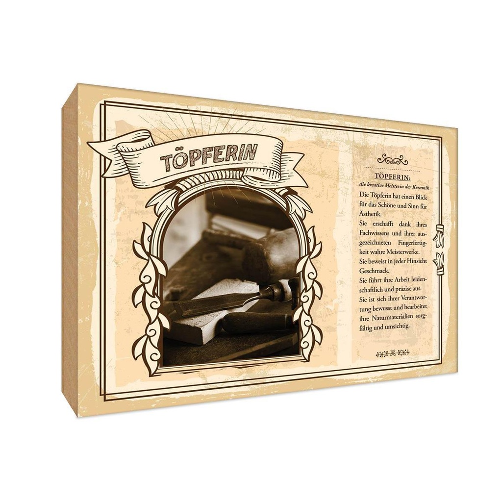 [LA-123104-1812-H] Holzschild 12x18 cm Töpferin Beruf Arbeit