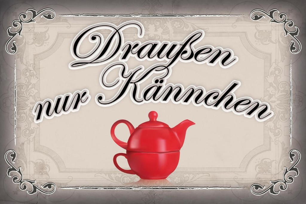 Holzschild 12x18 cm Kaffee draußen nur Kännchen Essen Trinken