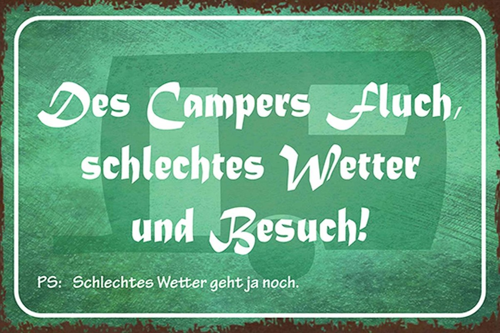 Holzschild 12x18 cm campers Fluch schlechtes Wetter