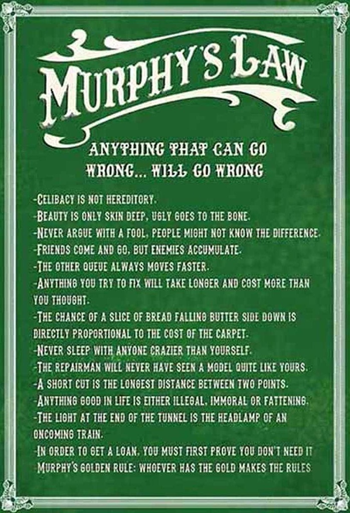 Holzschild 18x12 cm Murphy's Law Anything That Can