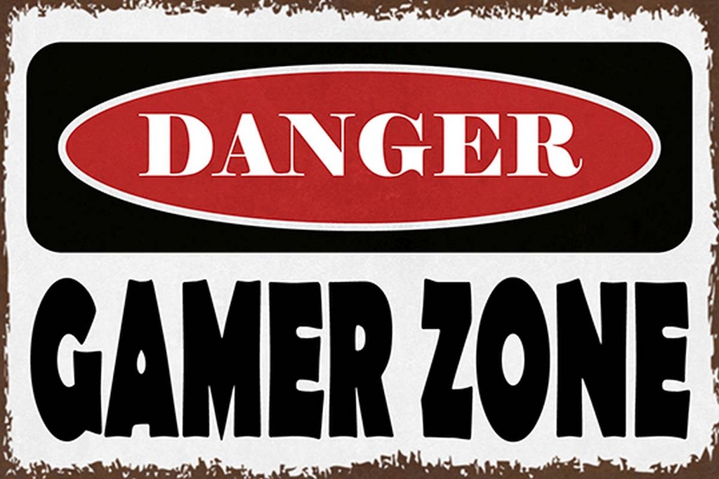 Holzschild 12x18 cm danger Gamer Zone