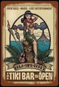 Holzschild 18x12 cm TIKI Bar is Open Cocktail Music
