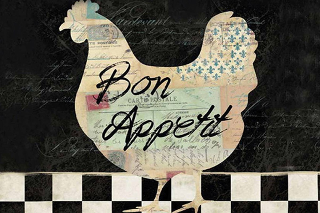 Holzschild 12x18 cm Huhn Hühner Bon Appetit Eier