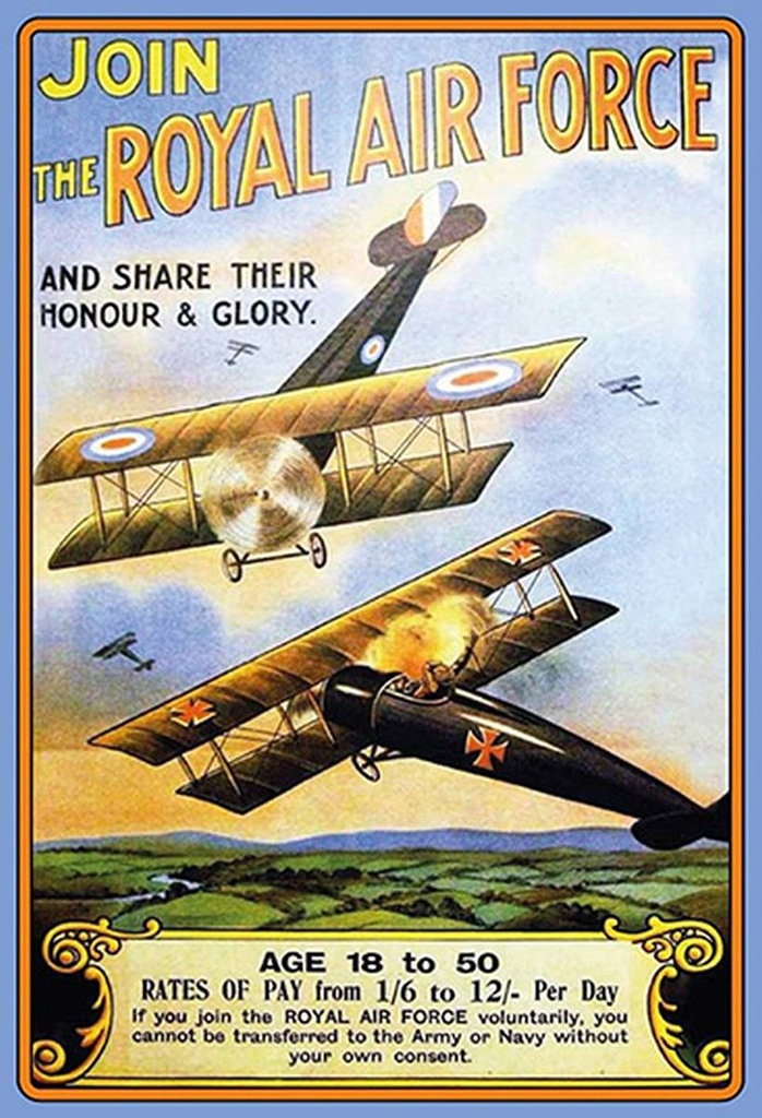 [LA-1781373-H] Holzschild 18x12 cm Flugzeug Royal air force Age 18