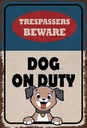 Holzschild 18x12 cm trespassers beware DOG on duty
