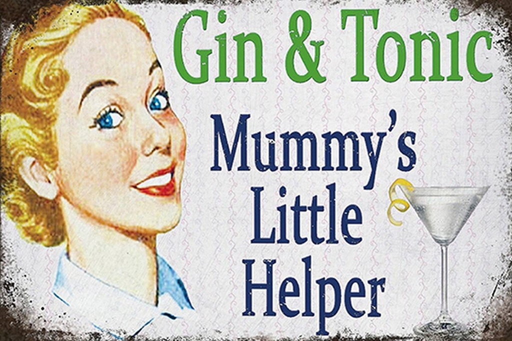 Holzschild 12x18 cm Gin Tonic Mummy´s little helper