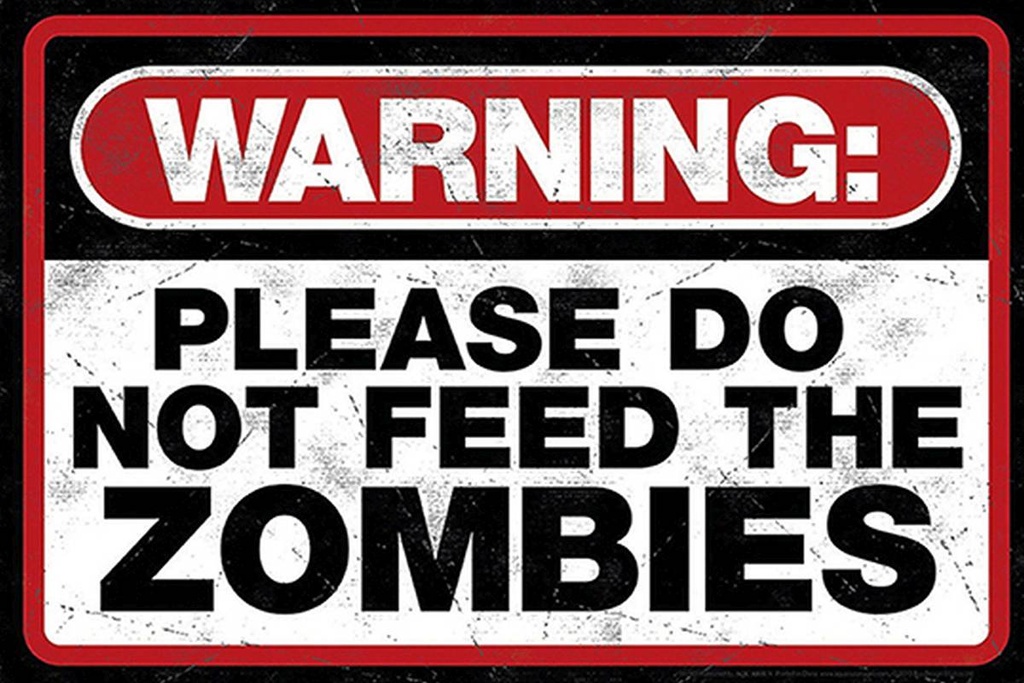 Holzschild 12x18 cm warning please do not Zombies