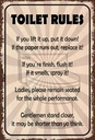 Holzschild 18x12 cm Toilet Rules if you lift it up