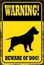Holzschild 18x12 cm Warning beware of dog