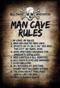 Holzschild 18x12 cm man cave rules Totenkopf