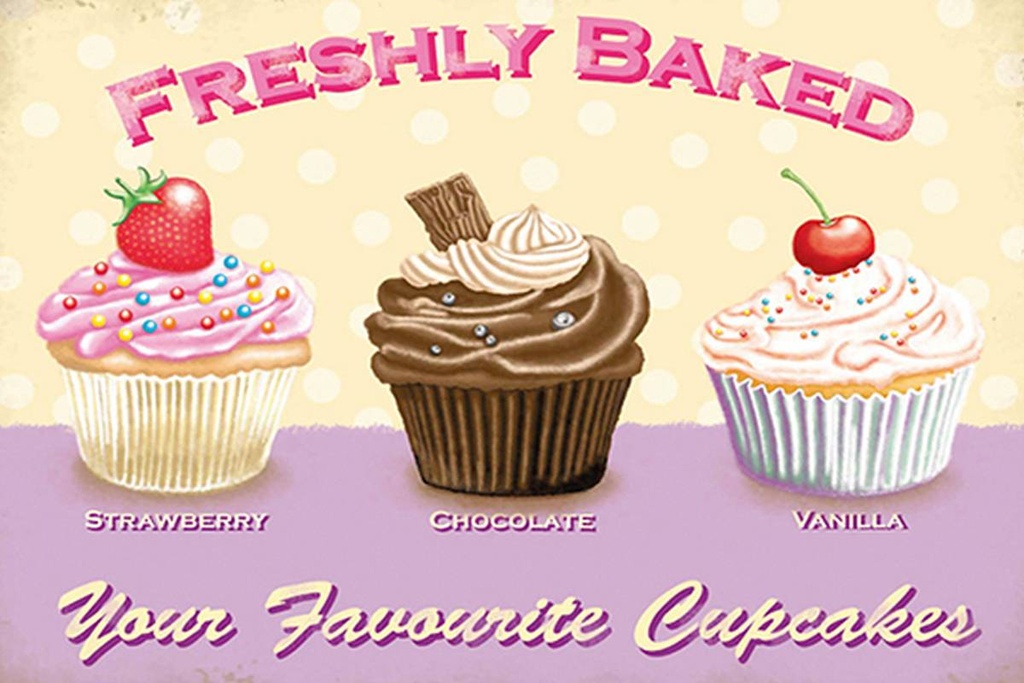Holzschild 12x18 cm baked your favourite cupcakes