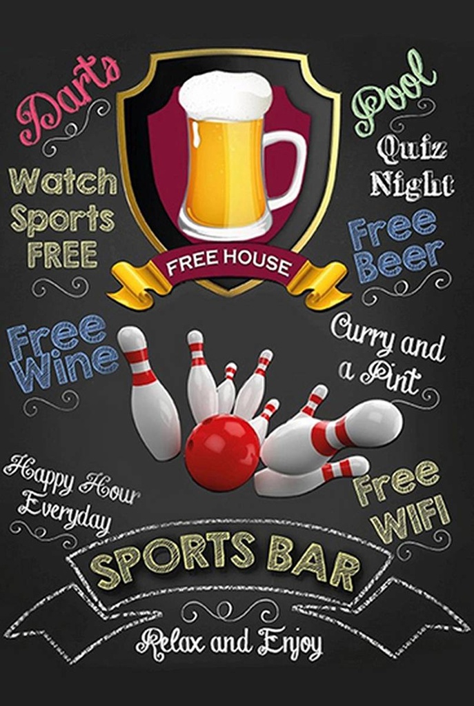 Holzschild 18x12 cm sports bar Beer relax and enjoy