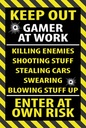 Holzschild 18x12 cm keep out gamer at work own risk