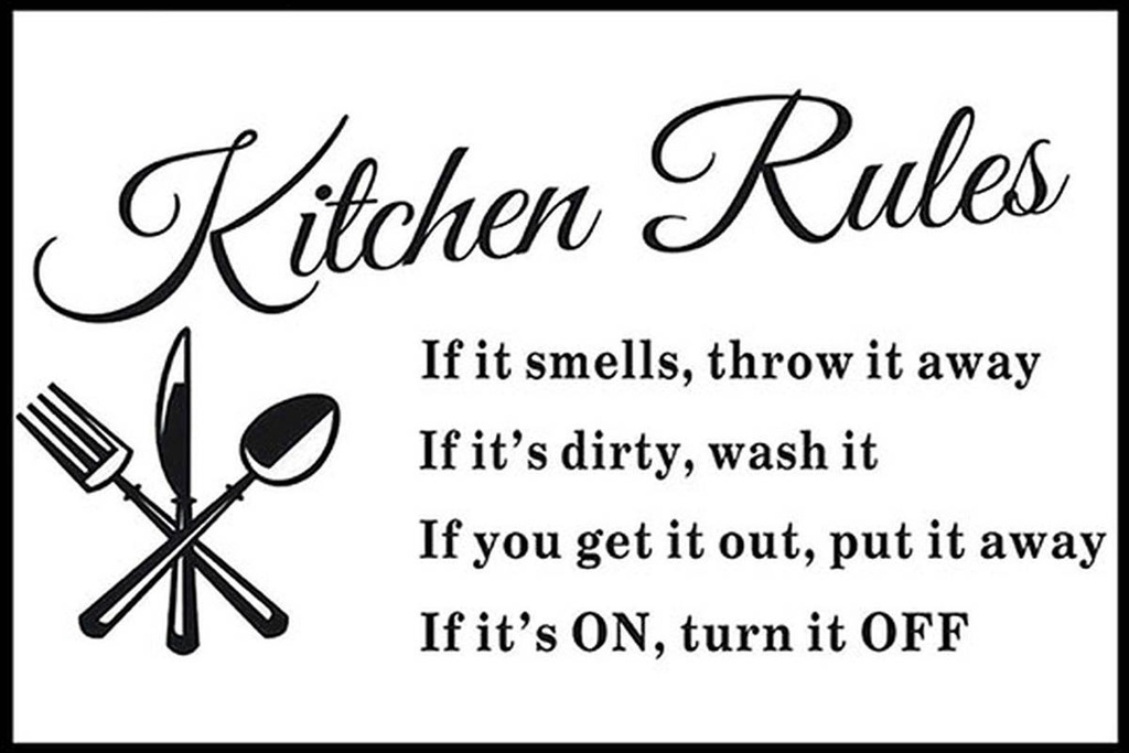 Holzschild 12x18 cm Kitchen Rules Küche Regeln