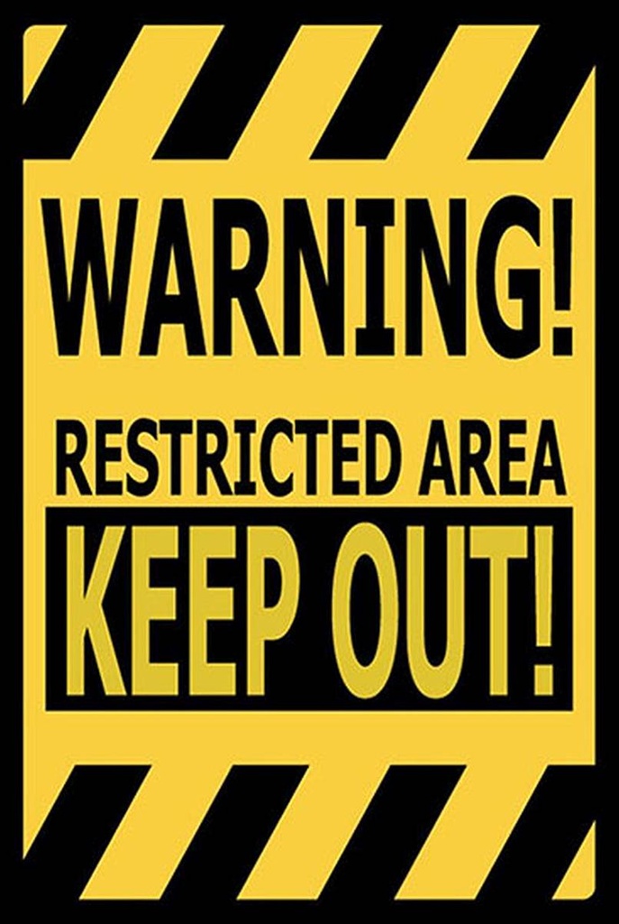 Holzschild 18x12 cm warning restricted area keep out