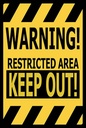 Holzschild 18x12 cm warning restricted area keep out