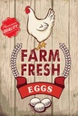 Holzschild 18x12 cm Huhn farm fresh eggs premium
