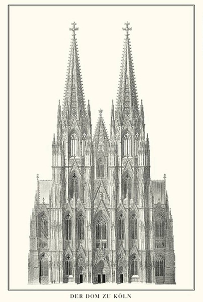 Holzschild 18x12 cm Zeichnung der Dom zu Köln Kölner Dom