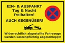 Holzschild 12x18 cm Parken Ein- Ausfahrt Tag Nacht frei