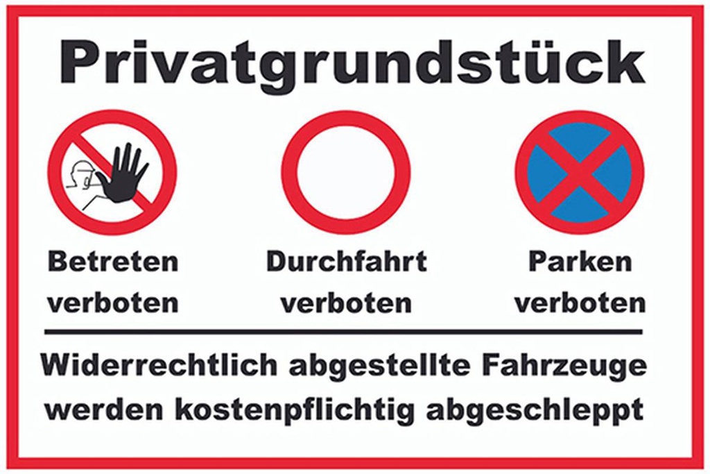 [LA-1781468-H] Holzschild 12x18 cm Parken Privatgrundstück betreten Verbot