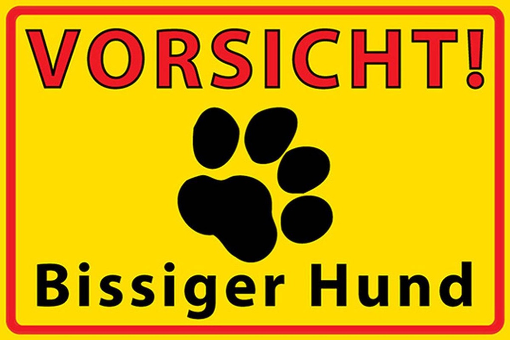[LA-1781471-H] Holzschild 12x18 cm Tiere Vorsicht bissiger Hund
