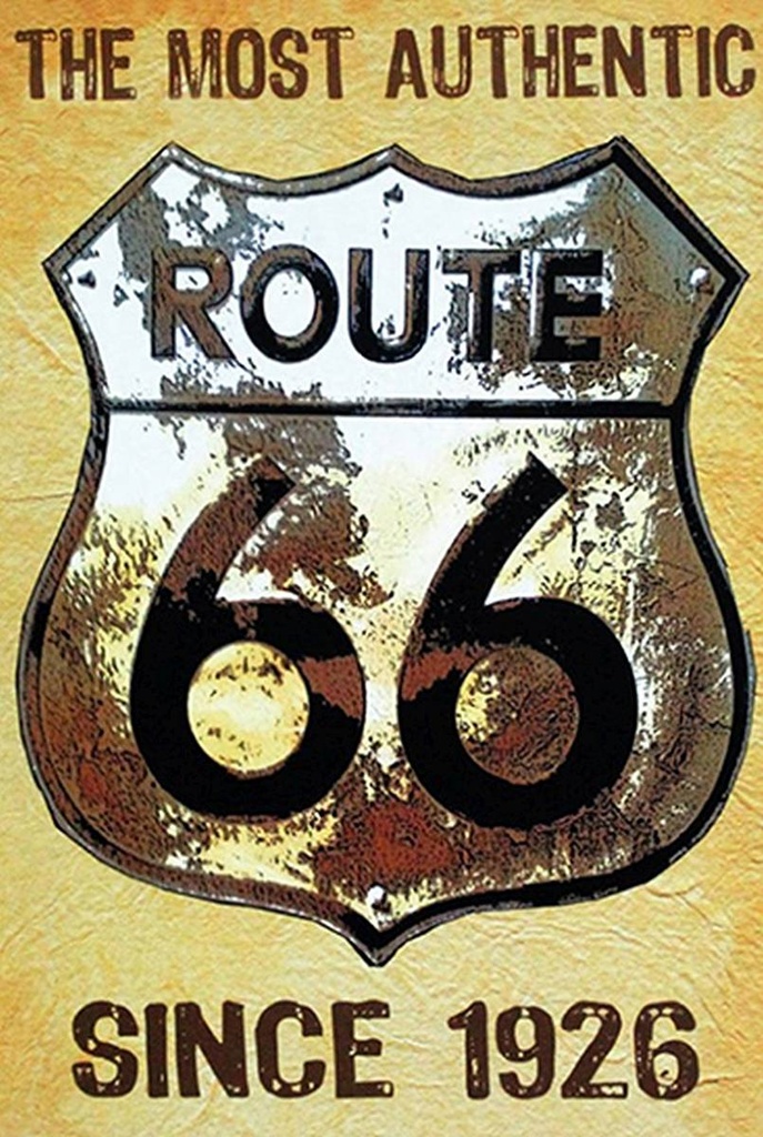 [LA-1781475-H] Holzschild 18x12 cm Retro Wappen Route 66 since 1926 USA