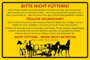 Holzschild 12x18 cm Tiere bitte nicht füttern Pferde Weide