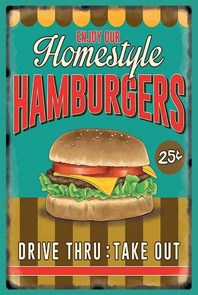 [LA-1781492-H] Holzschild 18x12 cm Hamburgers enjoy our Homestyle