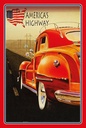 Holzschild 18x12 cm Auto Oldtimer america´s highway USA